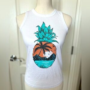 Size XS white tropical open back juniors top